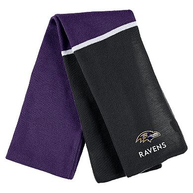 Women's WEAR by Erin Andrews Purple Baltimore Ravens Colorblock Cuffed Knit Hat with Pom and Scarf Set