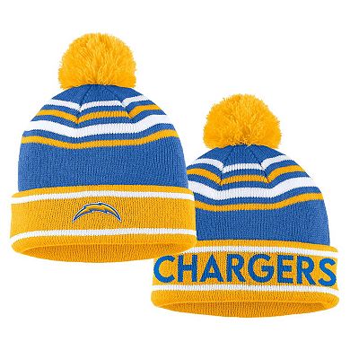 Women's WEAR by Erin Andrews Powder Blue Los Angeles Chargers Colorblock Cuffed Knit Hat with Pom and Scarf Set
