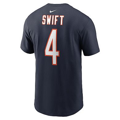 Men's Nike D'Andre Swift Navy Chicago Bears Player Name & Number T-Shirt