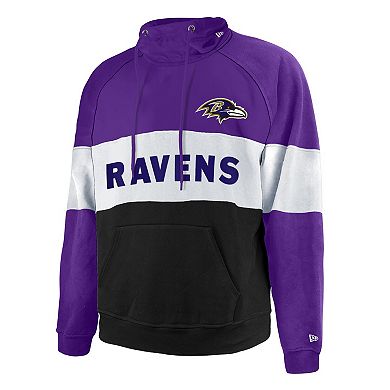 Men's New Era Purple/Black Baltimore Ravens Big & Tall Current Team Colorblock Fleece Raglan Pullover Hoodie