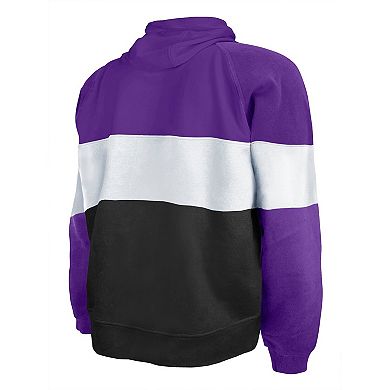 Men's New Era Purple/Black Baltimore Ravens Big & Tall Current Team Colorblock Fleece Raglan Pullover Hoodie