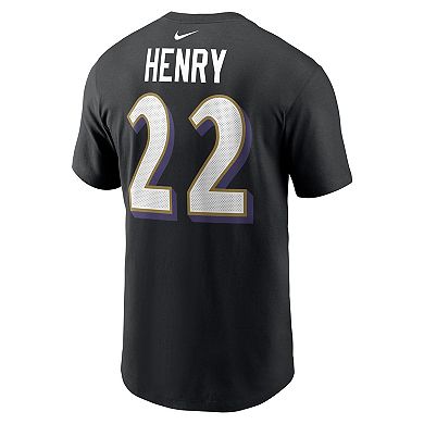 Men's Nike Derrick Henry Black Baltimore Ravens Player Name & Number T-Shirt