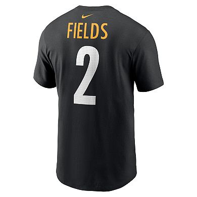 Men's Nike Justin Fields Black Pittsburgh Steelers Player Name & Number T-Shirt