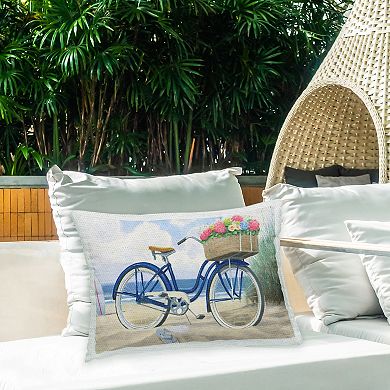 Stupell Home Decor Floral Bike on Beach Throw Pillow