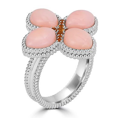 Gemistry Sterling Silver Genuine Pink Opal Cabachon Ring