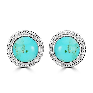 Gemistry Sterling Silver Genuine Turquoise Stud Earrings