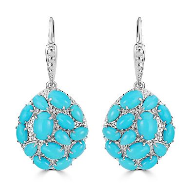 Gemistry Sterling Silver Genuine Turquoise Cluster Drop Earrings