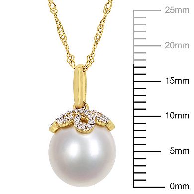 Stella Grace 14k Gold Cultured South Sea Pearl & Diamond Accent Drop Pendant Necklace