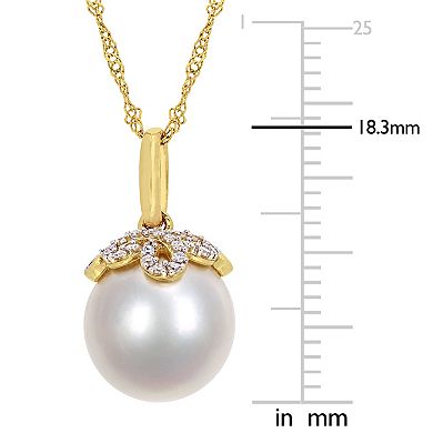 Stella Grace 14k Gold Cultured South Sea Pearl & Diamond Accent Drop Pendant Necklace