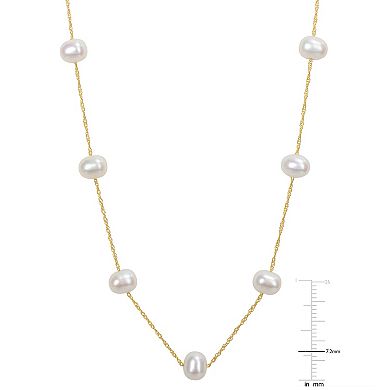 Stella Grace 10k Gold Freshwater Cultured Pearl Tin Cup Style Necklace