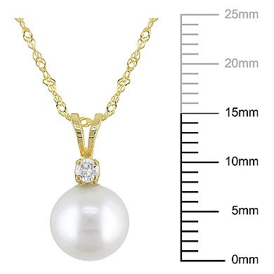 Stella Grace 14k Gold Freshwater Cultured Pearl & Diamond Accent Pendant Necklace