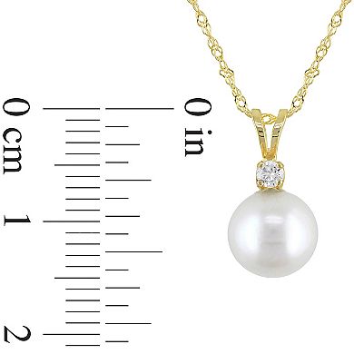 Stella Grace 14k Gold Freshwater Cultured Pearl & Diamond Accent Pendant Necklace