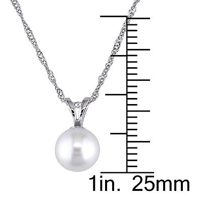 Stella Grace 14k White Gold Freshwater Cultured Pearl Solitaire Pendant Necklace