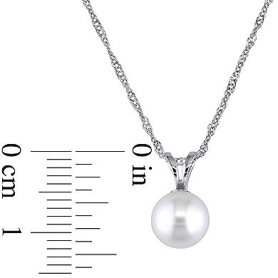 Stella Grace 14k White Gold Freshwater Cultured Pearl Solitaire Pendant Necklace