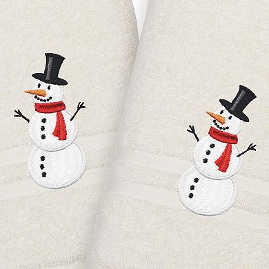 Linum Home Textiles 2-Pack Snowman Embroidered Denzi Hand Towels