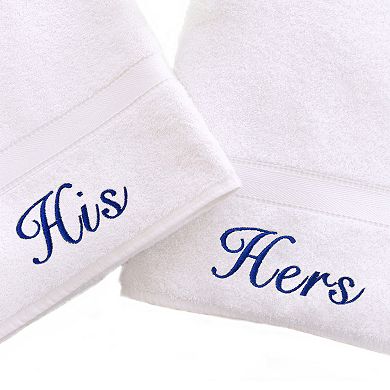 Linum Home Textiles 2-Pack "His" and "Hers" Denzi Hand Towels