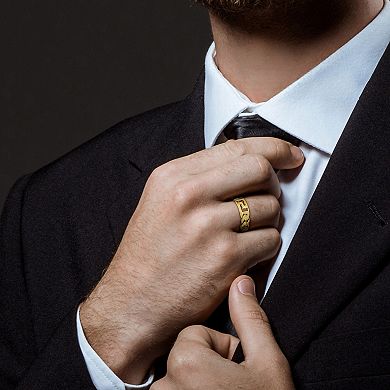 Stella Grace 14k Gold Men's Interlocking & Greek Key Design Ring