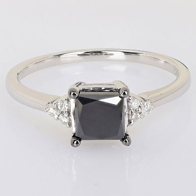 Stella Grace 14k White Gold 4/5 Carat T.W Black & White Diamond Engagement Ring