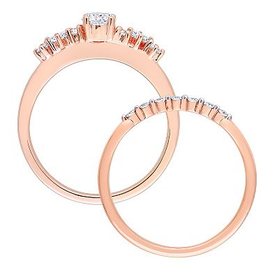 Stella Grace 14k Rose Gold 5/8 Carat T.W Multi-Shape Diamond Bridal Rings Set