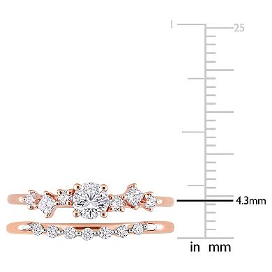 Stella Grace 14k Rose Gold 5/8 Carat T.W Multi-Shape Diamond Bridal Rings Set