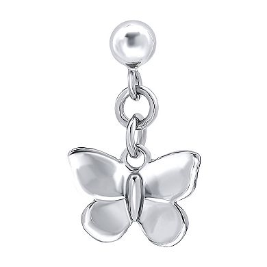 Aleure Precioso Sterling Silver Butterfly Drop Earrings