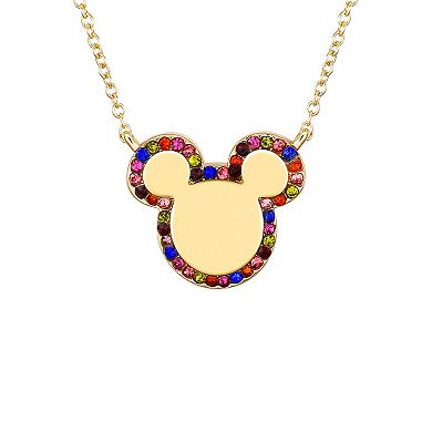 Disney's Mickey Mouse 14k Gold Flash Plated Multicolored Crystal Necklace