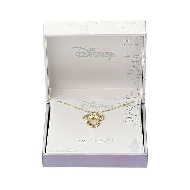 Disney's Minnie Mouse 14k Gold Flash Plated Cubic Zirconia Mother-of-Pearl Heart Pendant Necklace