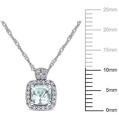 Stella Grace 10k White Gold Aquamarine & 1/10 Carat T.W. Diamond Pendant Necklace