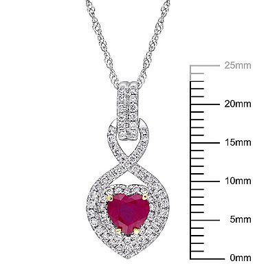 Stella Grace 14k White Gold Ruby & 1/3 Carat T.W Diamond Infinity Heart Pendant Necklace