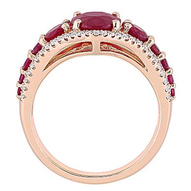 Stella Grace 14k Rose Gold Ruby & 1/3 Carat T.W Diamond Graduated Ring
