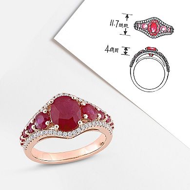 Stella Grace 14k Rose Gold Ruby & 1/3 Carat T.W Diamond Graduated Ring