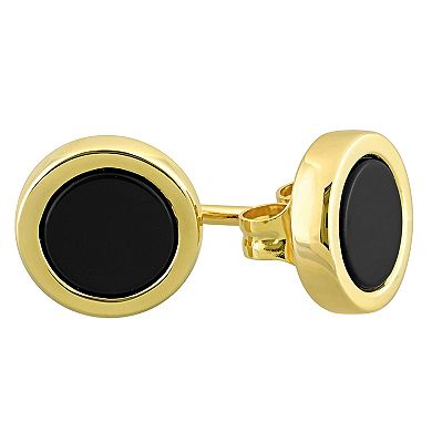 Stella Grace 14k Gold Round Black Onyx Stud Earrings