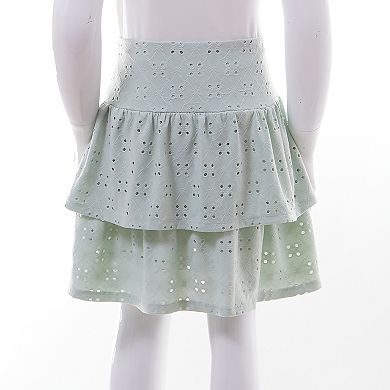 Girls Mini Society Tiered Eyelet Skirt