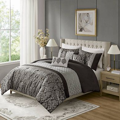 Madison Park Annette 6-Piece Jacquard Comforter Set with Throw Pillows