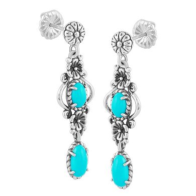 Southwest Spirit® Sterling Silver and Turquoise Dangle Earrings