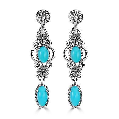 Southwest Spirit® Sterling Silver and Turquoise Dangle Earrings