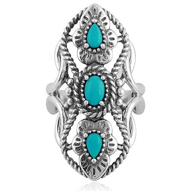 Southwest Spirit?? Sterling Silver and Turquoise Elongated Ring