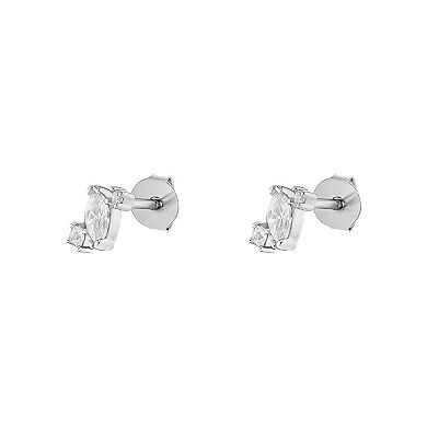 PRIMROSE Sterling Silver Cubic Zirconia Trio Cluster Stud Earrings