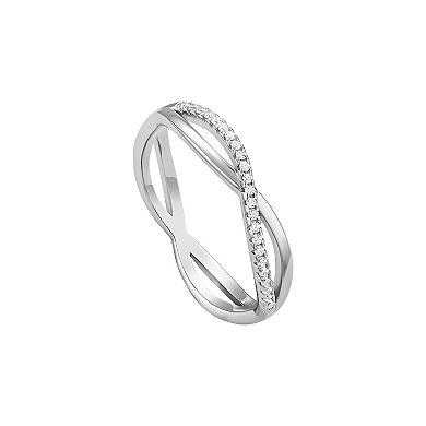 PRIMROSE Sterling Silver Cubic Zirconia Intertwined Band Ring