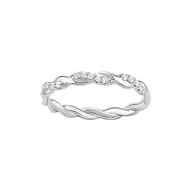 PRIMROSE Sterling Silver Cubic Zirconia Twisted Band Ring