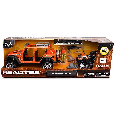 NKOK RealTree 10-piece Jeep Wrangler, Polaris ATV & Trailer Hunting Playset