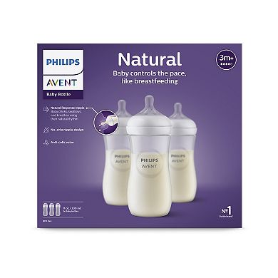 Philips Avent 11 oz. Natural Anti-Colic Baby Bottle With Natural Response Nipple 3-Pack