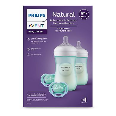 Philips Avent Teal Natural Baby Bottle with Natural Response Nipple Baby Gift Set