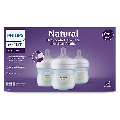 Philips Avent 4-oz. Natural Newborn Baby Bottle With Natural Response Nipple 3-Pack