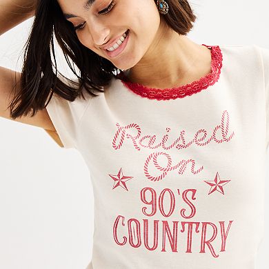 Juniors' Raised On 90's Country Graphic Tee