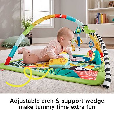 Fisher-Price 3-in-1 Rainforest Sensory Gym Tummy Wedge with 6 Baby Toys