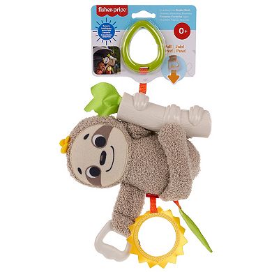 Fisher-Price Slow Much Fun Stroller Sloth Baby Toy with Sensory Details