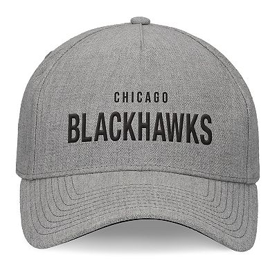 Men's Fanatics Heather Gray Chicago Blackhawks Elements A-Frame Leather Strapback Hat