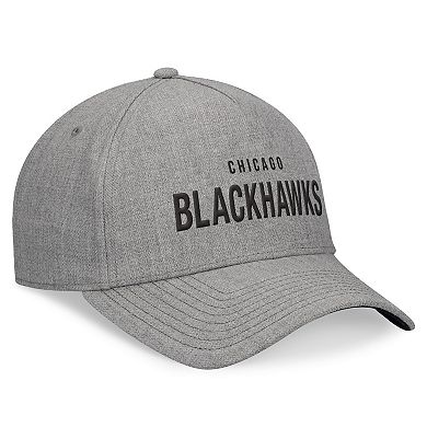 Men's Fanatics Heather Gray Chicago Blackhawks Elements A-Frame Leather Strapback Hat