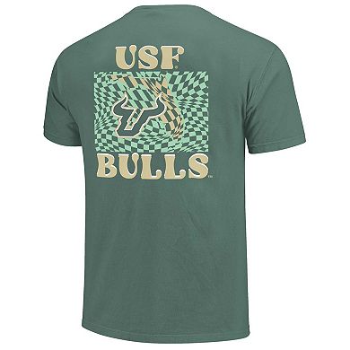 Women's Green South Florida Bulls Comfort Colors Checkered Mascot T-Shirt